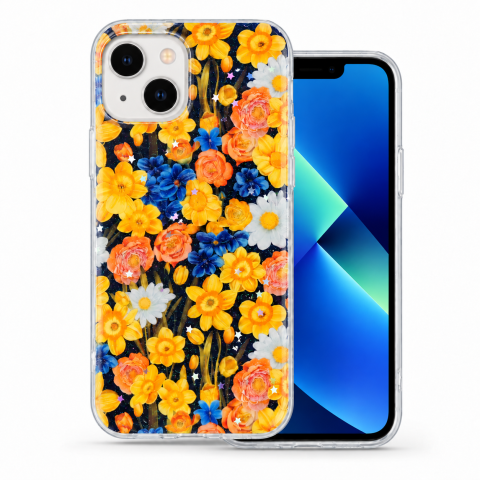 Huse Iphone - Husa pentru iPhone 13 cu imprimeu floral, rezistenta la socuri si lovituri - ZetGSM
