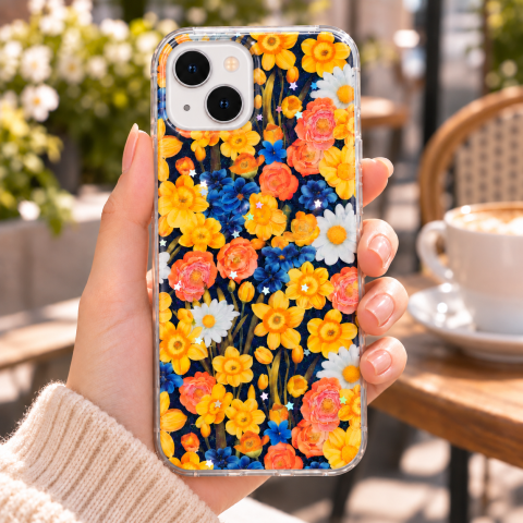 Husa pentru iPhone 14 cu imprimeu floral, rezistenta la socuri si lovituri - ZetGSM [4]