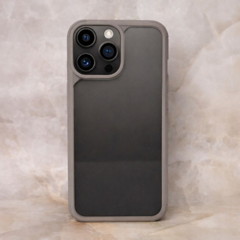 Husa pentru iPhone 14 Pro Max Color Shock pentru spate, transparenta cu margini visinii [1]