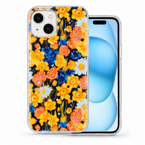Huse Iphone - Husa pentru iPhone 15 cu imprimeu floral, rezistenta la socuri si lovituri - ZetGSM