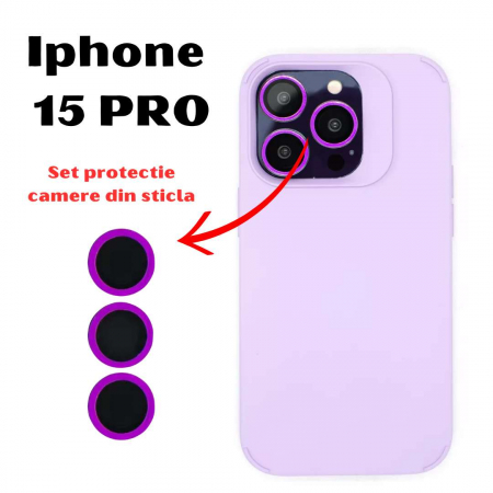 Husa iPhone 15 Pro - Silicon Catifelat cu Protecții Camere [1]