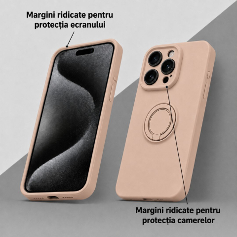 Husa pentru Iphone 15 Pro din silicon, cu inel de prindere, protectie la camere si interior cu microfibra [2]