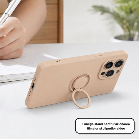 Husa pentru Iphone 15 Pro din silicon, cu inel de prindere, protectie la camere si interior cu microfibra [1]