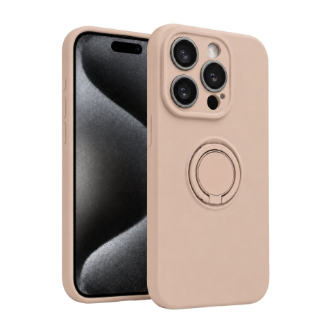Huse Telefoane - Husa pentru Iphone 15 Pro din silicon, cu inel de prindere, protectie la camere si interior cu microfibra