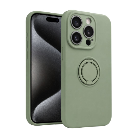 Huse Telefoane - Husa pentru Iphone 15 Pro din silicon, cu inel de prindere, protectie la camere si interior cu microfibra