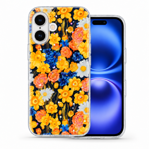 Huse Iphone - Husa pentru iPhone 16 cu imprimeu floral, rezistenta la socuri si lovituri - ZetGSM