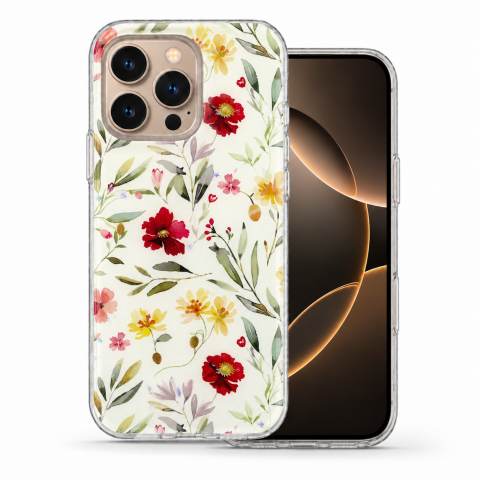 Huse Iphone - Husa pentru iPhone 16 Pro cu imprimeu floral, rezistenta la socuri si lovituri - ZetGSM