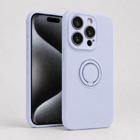 Huse Iphone - Husa pentru Iphone 16 Pro Max din silicon, cu inel de prindere, protectie la camere si interior cu microfibra - Mov