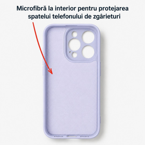 Husa pentru Iphone 16 Pro Max din silicon, cu inel de prindere, protectie la camere si interior cu microfibra - Mov [4]