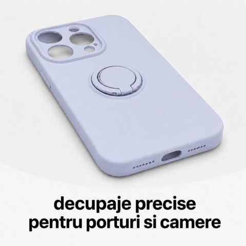 Husa pentru Iphone 16 Pro Max din silicon, cu inel de prindere, protectie la camere si interior cu microfibra - Mov [3]