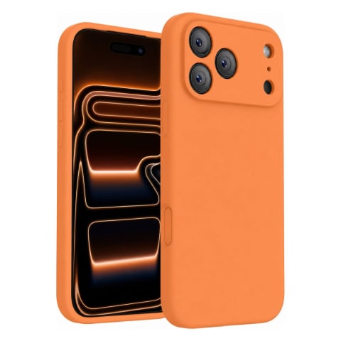 Huse Telefoane - Husa pentru Iphone 17 Pro Max din silicon catifelat cu interior din microfibra si protectie la camere - Portocaliu