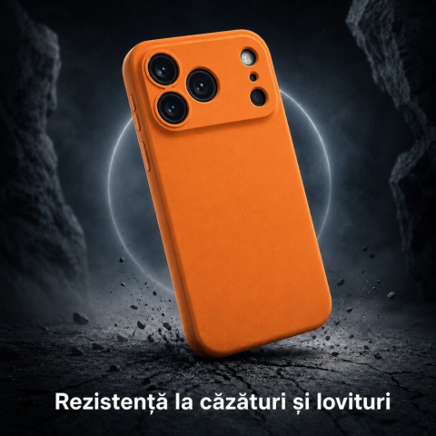 Husa pentru Iphone 17 Pro din silicon catifelat cu interior din microfibra si protectie la camere - Portocaliu [1]