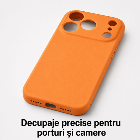 Husa pentru Iphone 17 Pro din silicon catifelat cu interior din microfibra si protectie la camere - Portocaliu [5]