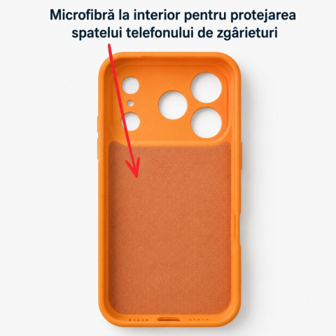 Husa pentru Iphone 17 Pro din silicon catifelat cu interior din microfibra si protectie la camere - Portocaliu [4]