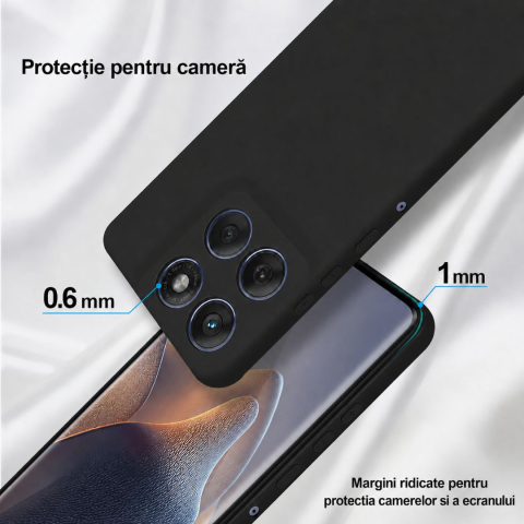 Husa pentru Motorola Edge 60 din sIlicon catifelat cu interior din microfibra si protectie la camere - Negru [2]