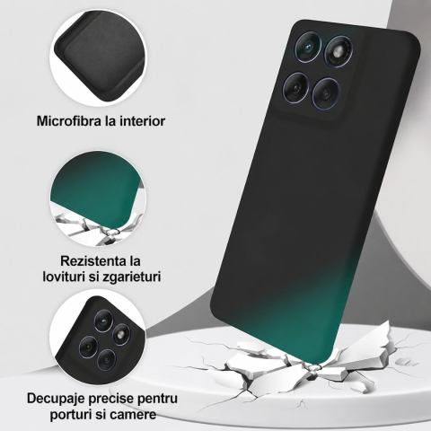 Husa pentru Motorola Edge 60 Fusion din sIlicon catifelat cu interior din microfibra si protectie la camere - Negru [1]