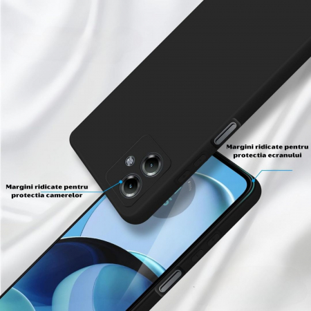 Husa pentru Motorola Moto G14 din sIlicon catifelat cu interior din microfibra si protectie la camere - Negru [2]