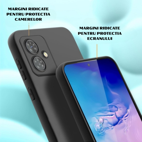 Husa pentru Motorola Moto G54 Power din sIlicon catifelat cu interior din microfibra si protectie la camere - Negru [2]