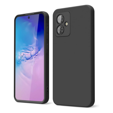 Huse Telefoane - Husa pentru Motorola Moto G54 din sIlicon catifelat cu interior din microfibra si protectie la camere - Negru