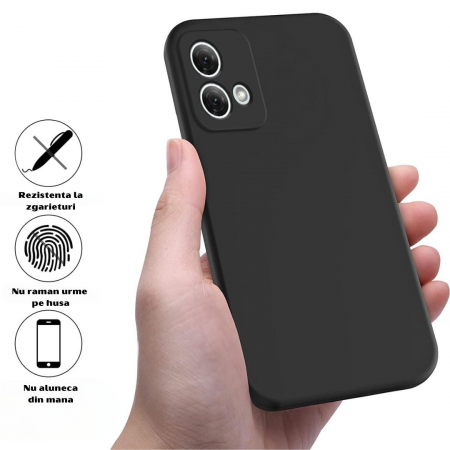 Husa pentru Motorola Moto G84 din sIlicon catifelat cu interior din microfibra si protectie la camere - Negru [3]