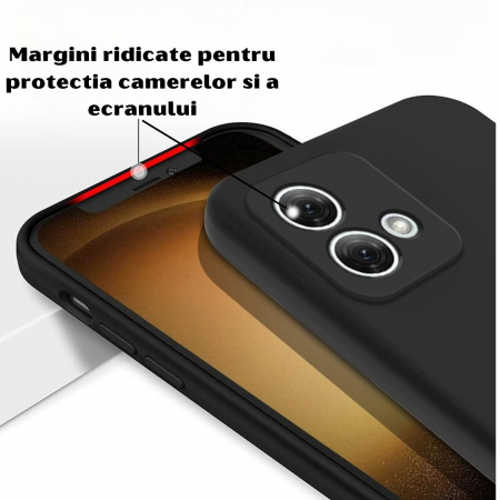 Husa pentru Motorola Moto G84 din sIlicon catifelat cu interior din microfibra si protectie la camere - Negru [2]