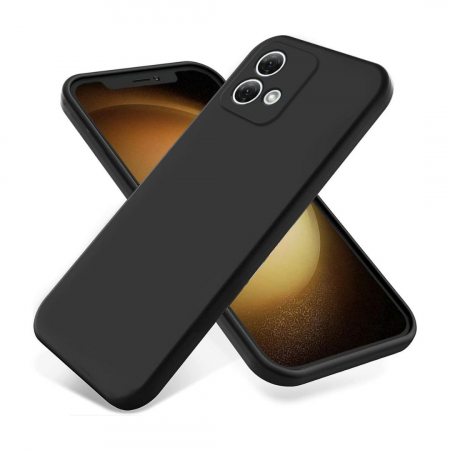 Huse Telefoane - Husa pentru Motorola Moto G84 din sIlicon catifelat cu interior din microfibra si protectie la camere - Negru