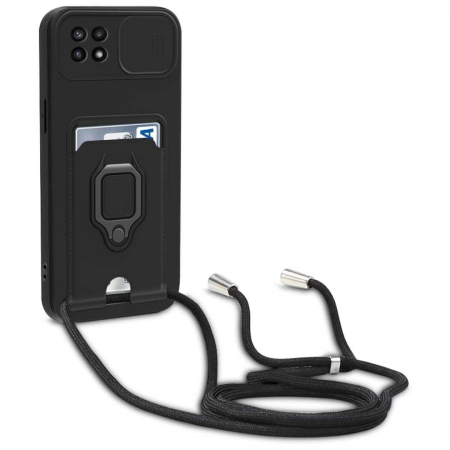 Huse Telefoane - Husa Samsung A12 cu Protecție Camere, Șnur, Inel și Slot Card