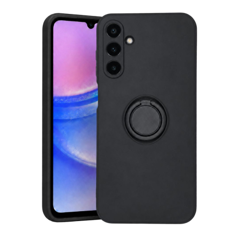Huse Telefoane - Husa pentru Samsung Galaxy A15 din silicon, cu inel de prindere, protectie la camere si interior cu microfibra - Negru