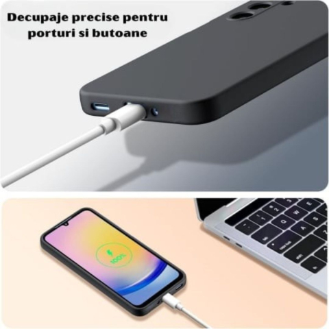 Husa pentru Samsung Galaxy A17 din sIlicon catifelat cu interior din microfibra si protectie la camere - Negru [3]