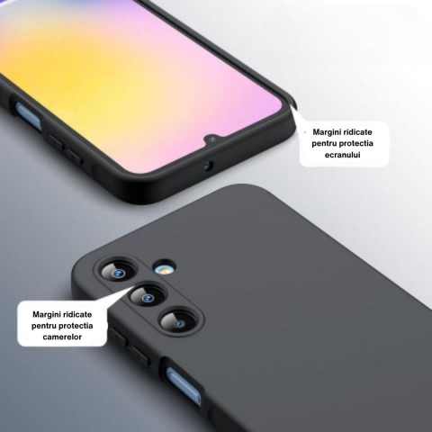 Husa pentru Samsung Galaxy A17 din sIlicon catifelat cu interior din microfibra si protectie la camere - Negru [2]