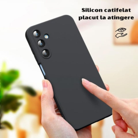Husa pentru Samsung Galaxy A17 din sIlicon catifelat cu interior din microfibra si protectie la camere - Negru [4]