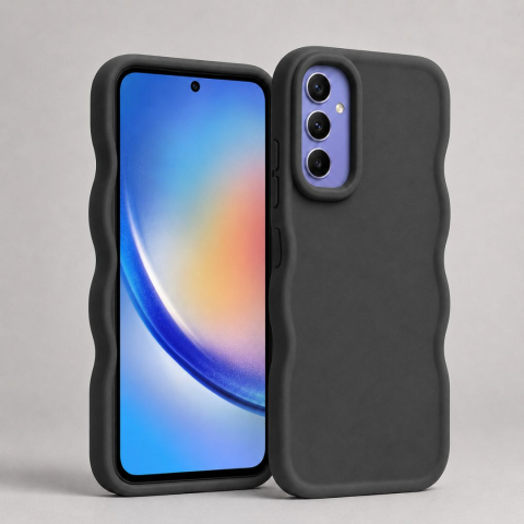 Husa pentru Samsung Galaxy A54 5G, protectie Anti-Soc si design ondulat Candy - Negru [0]