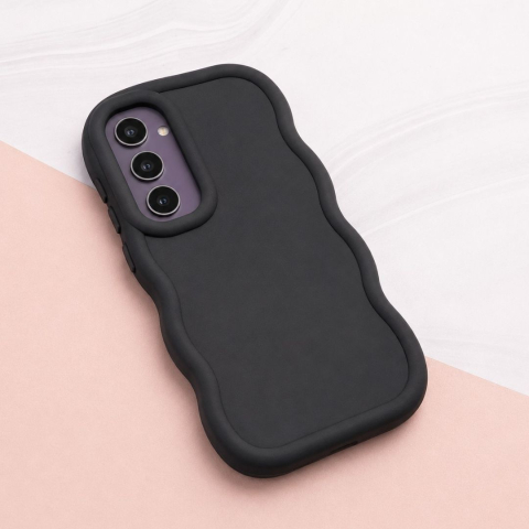 Husa pentru Samsung Galaxy S23 FE, protectie Anti-Soc si design ondulat Candy - Negru [2]
