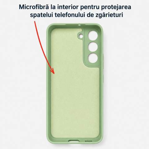 Husa pentru Samsung Galaxy S22 5G din silicon, cu inel de prindere, protectie la camere si interior cu microfibra - Verde [3]