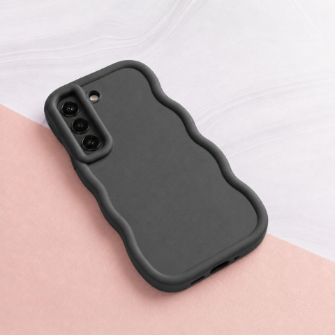 Husa pentru Samsung Galaxy S22, protectie Anti-Soc si design ondulat Candy - Negru [1]
