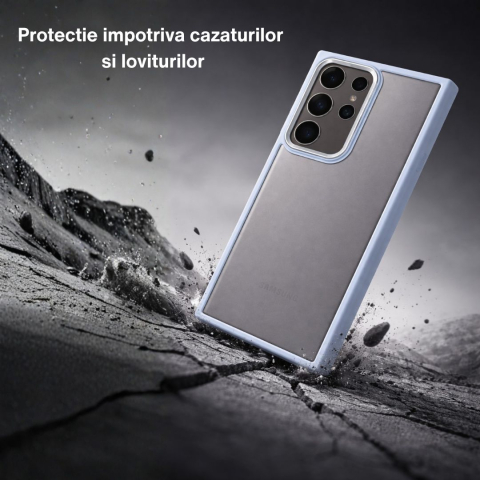 Husa pentru Samsung Galaxy S24 Ultra, Satin Matt, Rezistenta la socuri - Albastru [1]