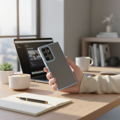 Husa pentru Samsung Galaxy S24 Ultra, Satin Matt, Rezistenta la socuri - Albastru [5]