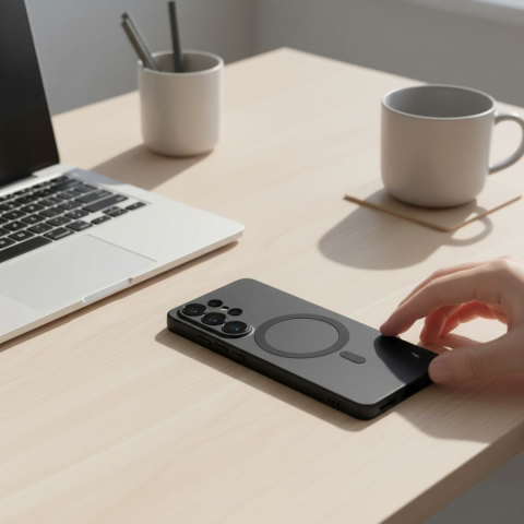 Husă pentru Samsung Galaxy S26 Ultra cu Inel Magnetic și Protectii pentru Camere – Soft Matte Black [10]