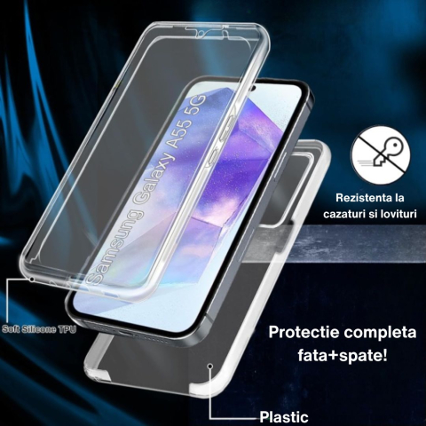 Husa Protectie 360° (Fata+Spate) compatibila Samsung Galaxy A55 5G, Transparanta, Protectie Completa [1]