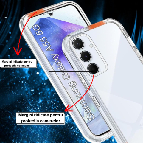 Husa Protectie 360° (Fata+Spate) compatibila Samsung Galaxy A55 5G, Transparanta, Protectie Completa [4]