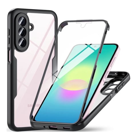 Huse Telefoane - Husa protectie 360 pentru Samsung Galaxy A27 5G transparenta cu margini negre