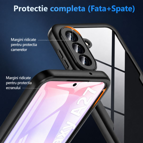 Husa protectie 360 pentru Samsung Galaxy A27 5G transparenta cu margini negre [3]