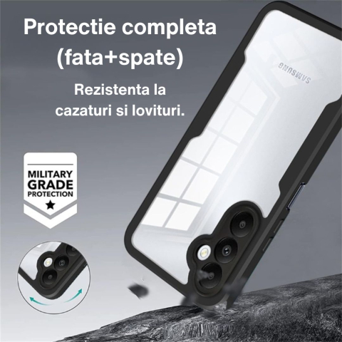 Husa Protectie 360° (Fata + Spate) pentru Samsung Galaxy A17, Transparenta cu Margini Negre – Protectie Completa [3]