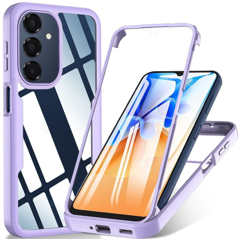 Huse Samsung - Husa Protectie 360° (Fata + Spate) pentru Samsung Galaxy A17, Transparenta cu Margini Negre – Protectie Completa