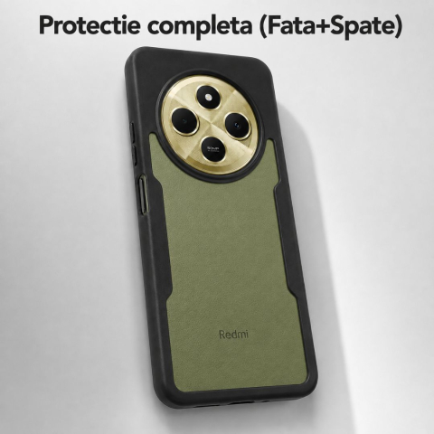 Husa protectie 360 pentru Xiaomi Redmi 14C transparenta cu margini negre [5]