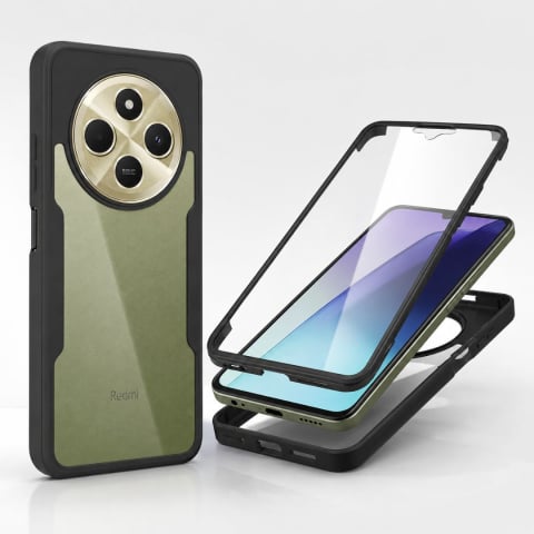Husa protectie 360 pentru Xiaomi Redmi 14C transparenta cu margini negre