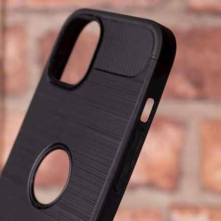 Husa iPhone 11 cu Aspect Carbon și Decupaj Logo [8]