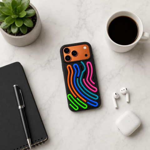 Husa silicon pentru iPhone 17 Pro Max cu snururi colorate si interior din microfibra [8]