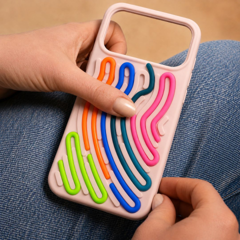 Husa silicon pentru iPhone 17 Pro Max cu snururi colorate si interior din microfibra [3]