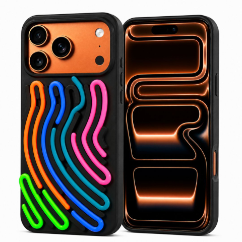 Huse Telefoane - Husa silicon pentru iPhone 17 Pro Max cu snururi colorate si interior din microfibra